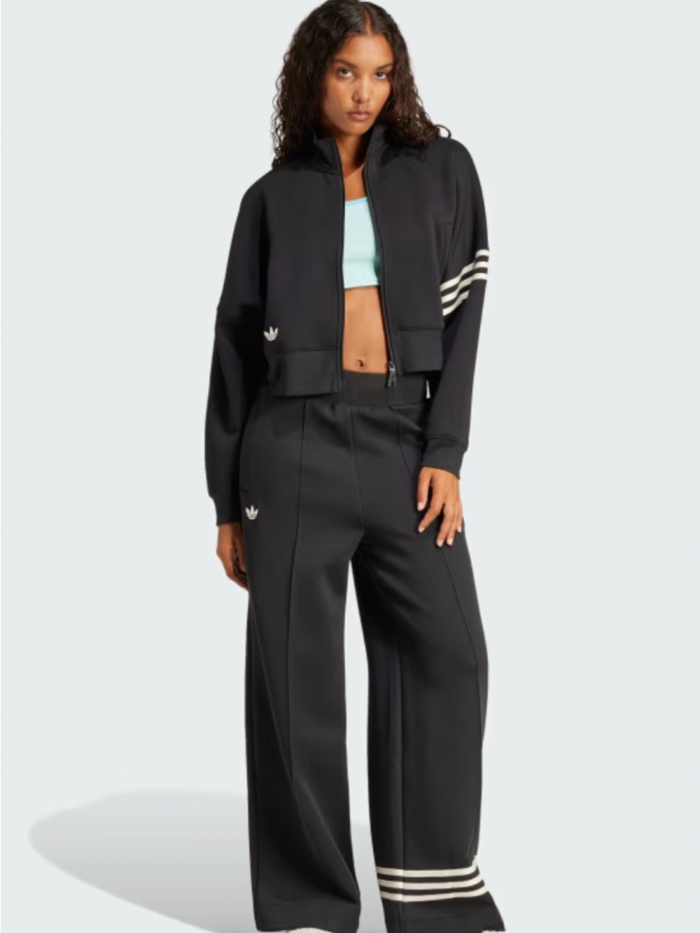 adidas Wide-Leg Pants with White Stripes